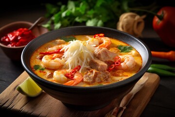 A bowl curry with shrimp AI Generative