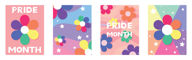 Collection of banners for Pride Month on white background