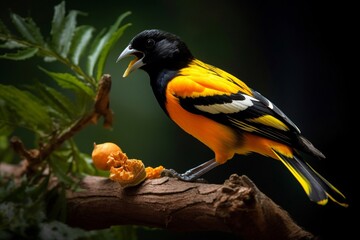 Naklejka premium Portrait robin bird on the branch AI Generative