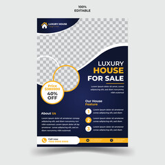 Fototapeta premium Modern and creative real estate house sale flyer template
