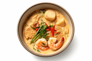 A bowl soup with shrimp AI Generative