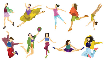 set of dancing girls Illustration set of dancing girls with beautiful colors