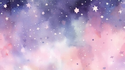 sparkling stars on magical watercolor background