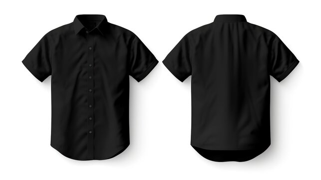 black collared shirt isolated on white background mock up