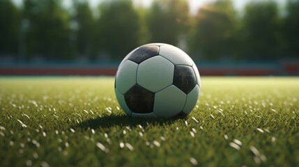 Fototapeta premium closeup of soccer ball on the field