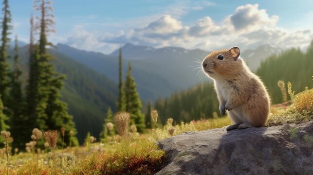 Portrait hamster on the hill AI Generative