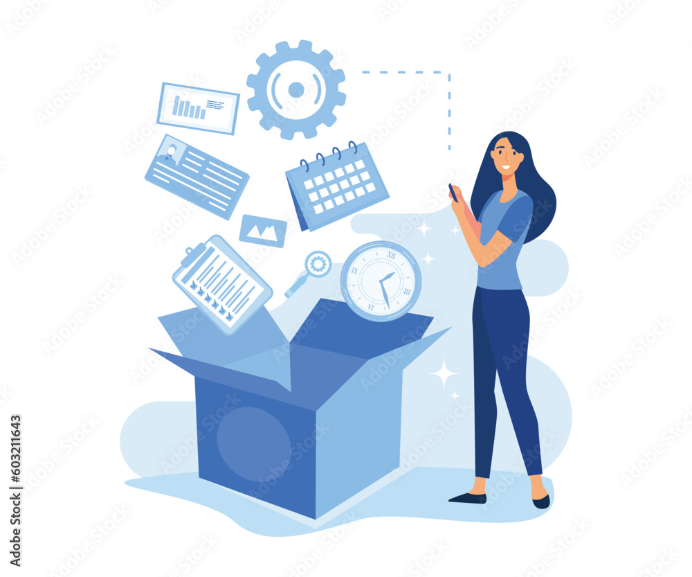Poster application service abstract concept vector illustration set. software licensing, subscription flat 