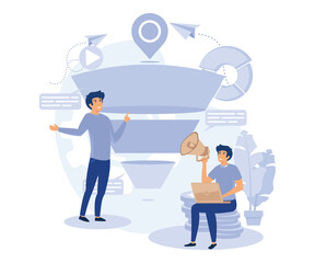 Customer engagement, Sales  increase strategies. sales pipeline management, flat vector modern illustration