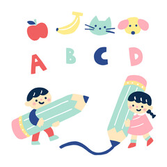 鉛筆を持つこども