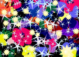 Colorful bright shapes, lights, stars, pattern, abstract background