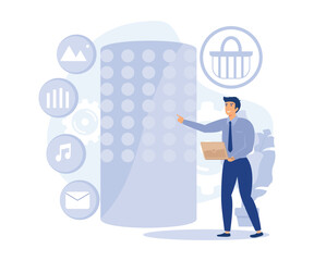 Characters analyzing stock market data, Stock trading concept, isometric vector modern illustration
