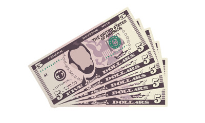 手書きの紙幣のイラスト_展げた$5紙幣.