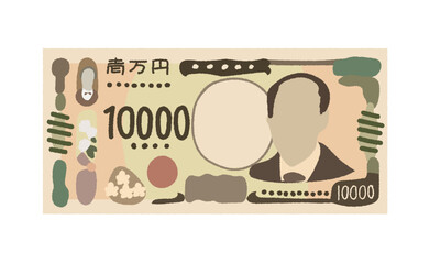 手書きの紙幣のイラスト_一枚の一万円.