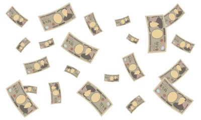 Foto op Aluminium 手書きの紙幣のイラスト_舞い散る一万円. © studio uguisu
