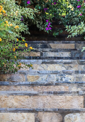 Natural stone stairs landscaping in the garden
