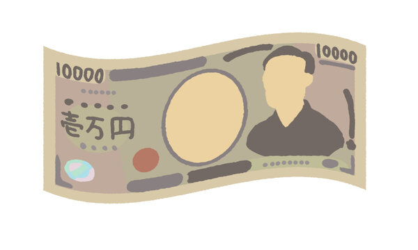 recommend clip art: 手書きの紙幣のイラスト_波打つ一万円.