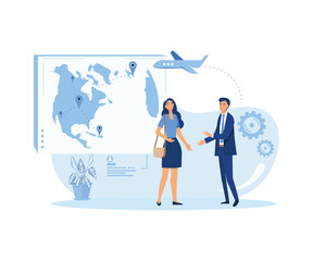 Hiring employees abstract concept vector illustration set. Expat work, choosing a candidate, prepare for interview, recruiter flat vector modern illustration 