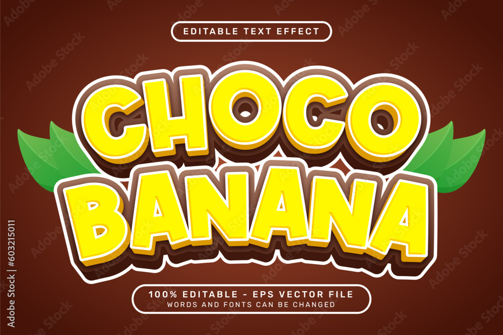 Poster choco banana 3d text effect and editable text effect