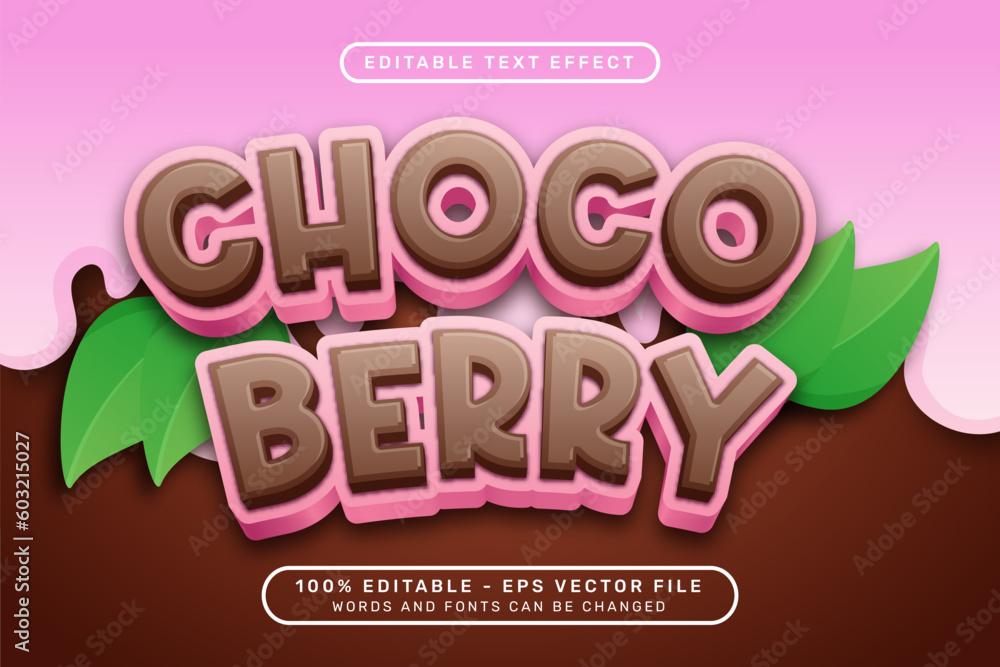Poster choco berry 3d text effect and editable text effect