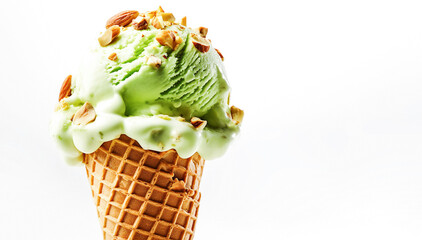 AI generative. Pistachio ice cream cone