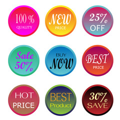 Fototapeta premium Round sale stickers on white background collection