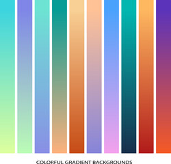 Collection of colorful smooth gradient background for graphic design. Vector illustration