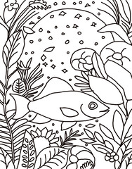 fish coloring page for kids 