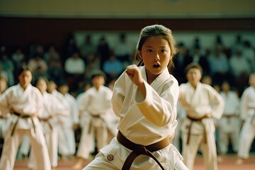 girl practicing martial arts AI Generative