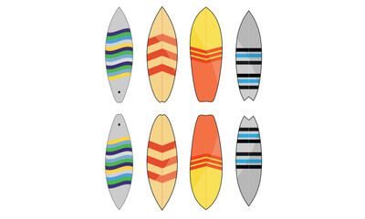 Vector Surfboard Icons isolated on white background