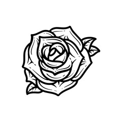 Hand drawn rose illustration. Abstract flower outline vector icon