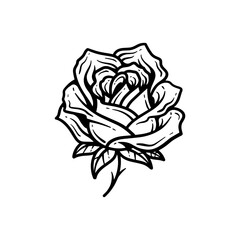 Hand drawn rose illustration. Abstract flower outline vector icon