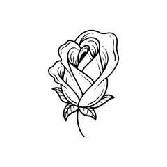 Hand drawn rose illustration. Abstract flower outline vector icon