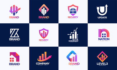 Best Premium Financial Business Company Logo Template Set. Professional Unique Company Logo Design.
