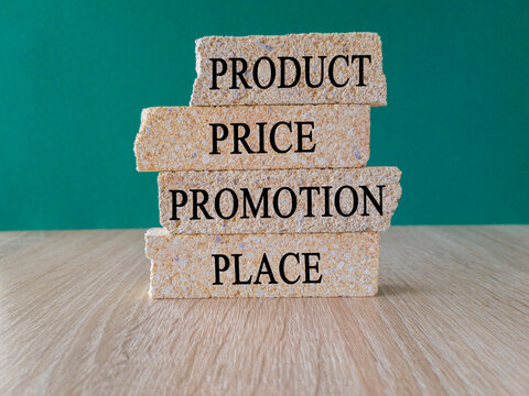 PPPP product price promotion place symbol. Concept words PPPP product price promotion place on brick blocks on beautiful green background. Business and PPPP product price promotion place concept.