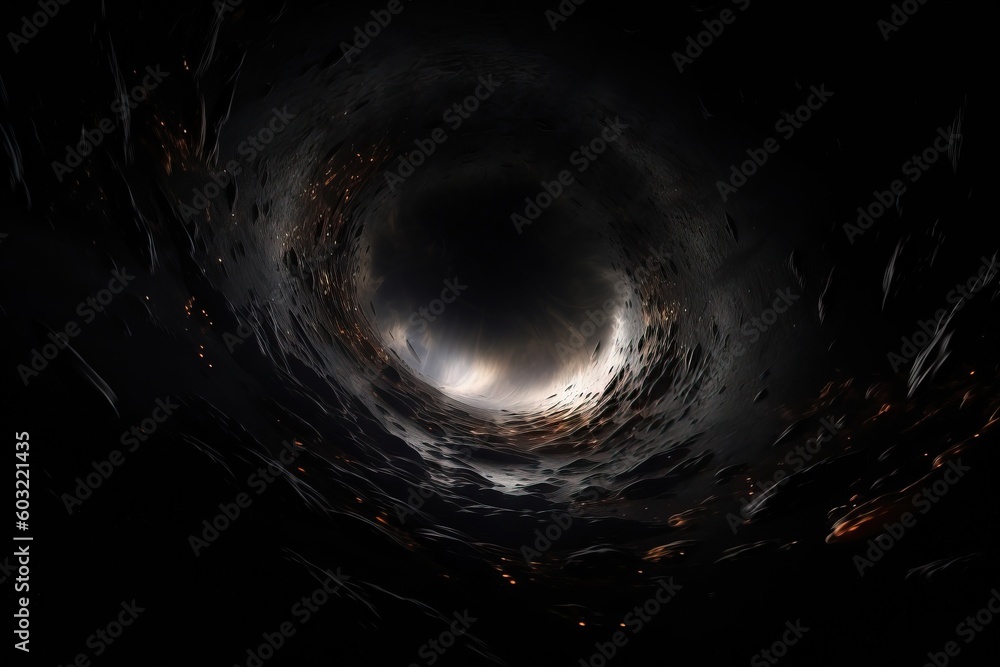 Poster a dark tunnel with a light at the end of the tunnel and lots of small lights at the end of the tunne