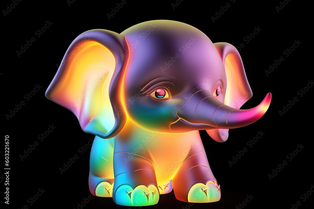 Poster  a colorful elephant with a black background and a black background with a black background and a colorful elephant with a black background and a black background with a.  generative ai