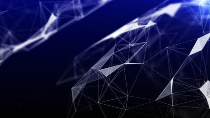 Digital Blue Background With Dots And Lines, 3d illustration