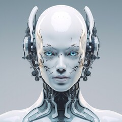 AI Female Robot Face of Future. Generative AI