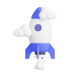 rocket cloud 3d illustration