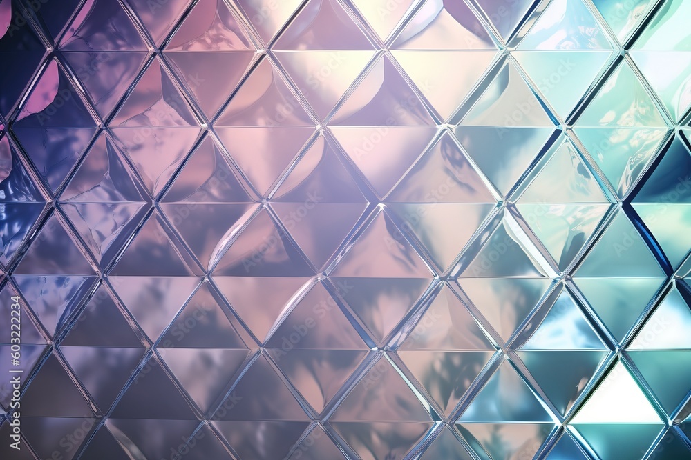 Poster an abstract background of a diamond shaped glass window with a sky in the back ground and clouds in 