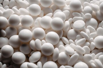  a close up of a bunch of white balls of food that is white and white in color and texture, with a black background that is very blurry and blurry.  generative ai