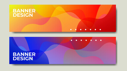 Abstract gradient banner design with colorful wavy style