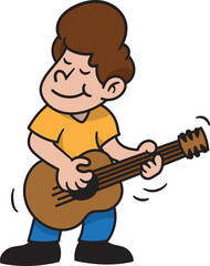 Man Playing Guitar Cartoon style illustration.
