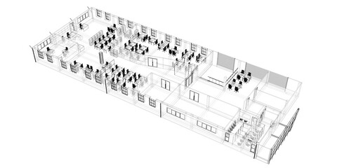 3D illustration of plan interior © JINDA