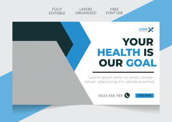 Creative Healthcare and medical web banner and youtube thumbnail editable template 