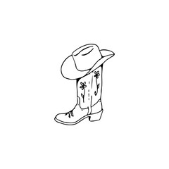 vector illustration of a cowboy hat and boots