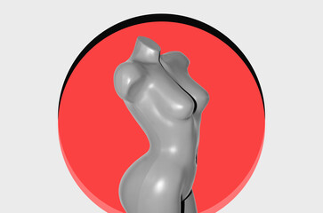 Digital collage with a female mannequin	