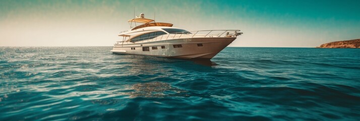 A luxurious yacht sailing on a calm sea under a sunny sky. Generative AI