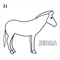 Alphabet Animal coloring page with a picture of a zebra to color