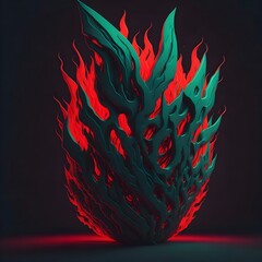 abstract red and green flames Generative AI